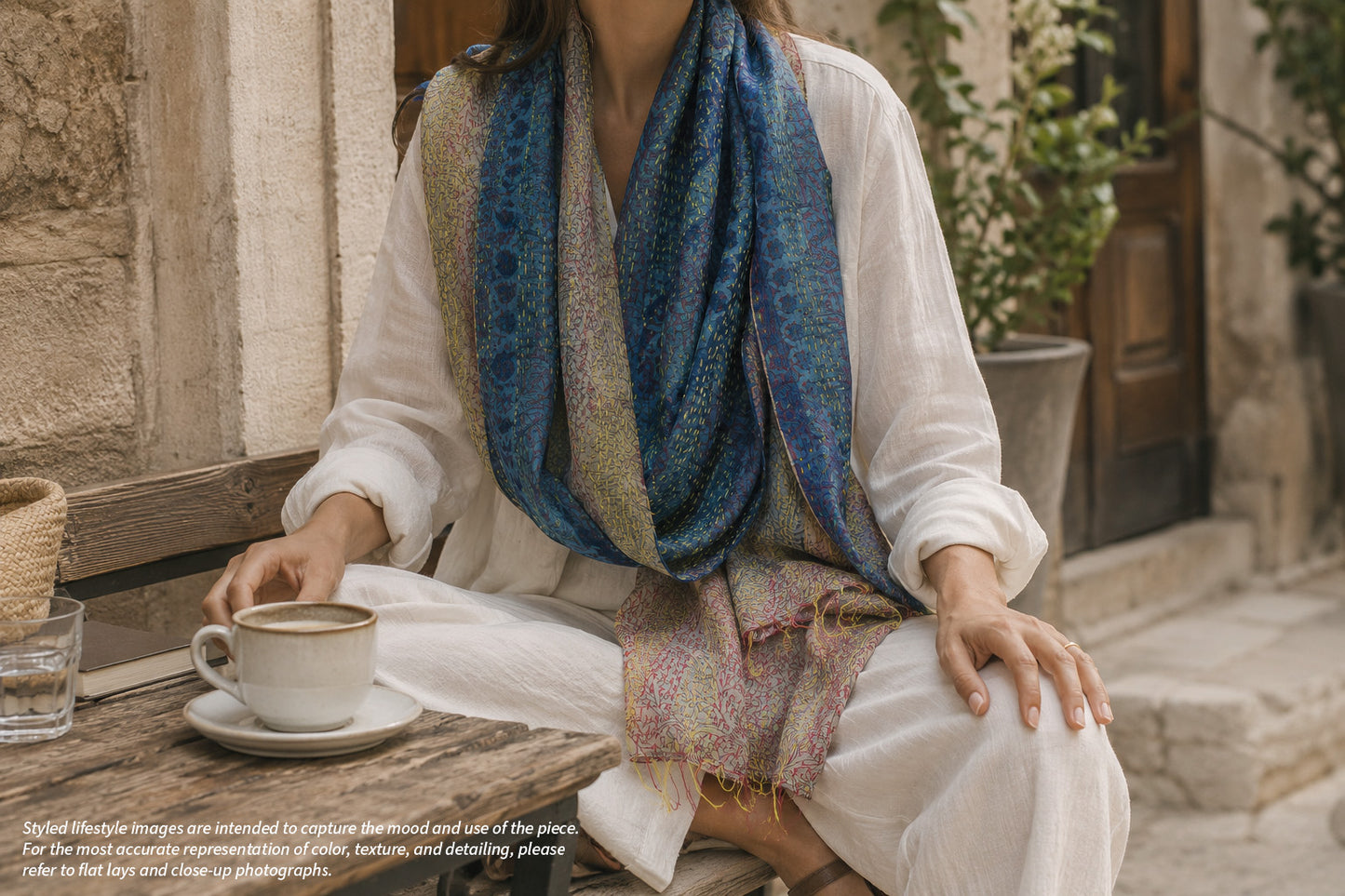 Twilight Kantha — Reversible Silk Scarf