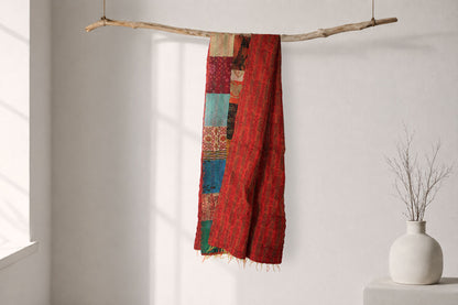 Saffron Mosaic — Reversible Silk Scarf