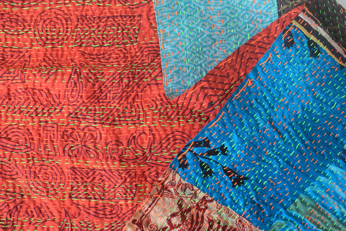 Saffron Mosaic — Reversible Silk Scarf