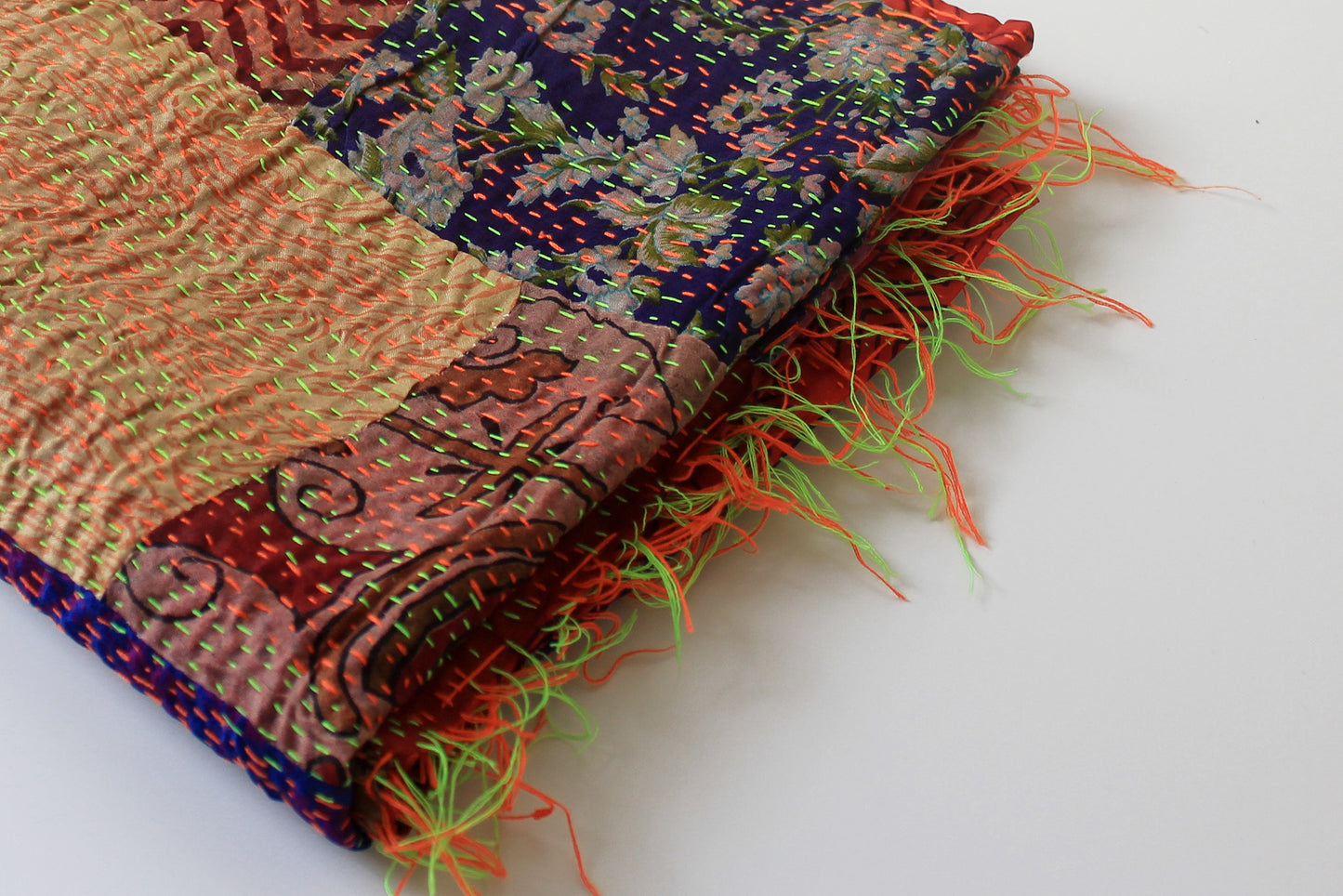 Saffron Mosaic — Reversible Silk Scarf