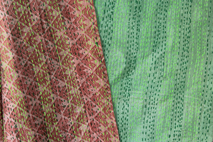 Wild Sage— Reversible Kantha Silk Scarf