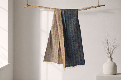 Twilight Kantha — Reversible Silk Scarf