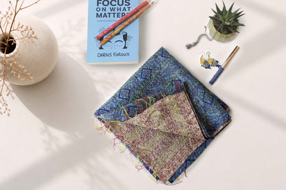 Twilight Kantha — Reversible Silk Scarf