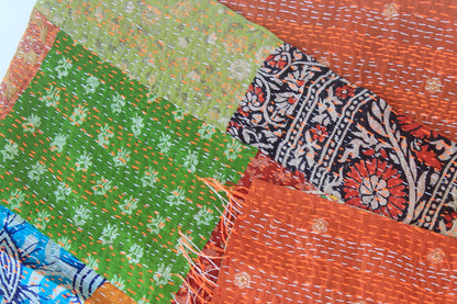 Amber Atlas — Reversible Kantha Silk Scarf