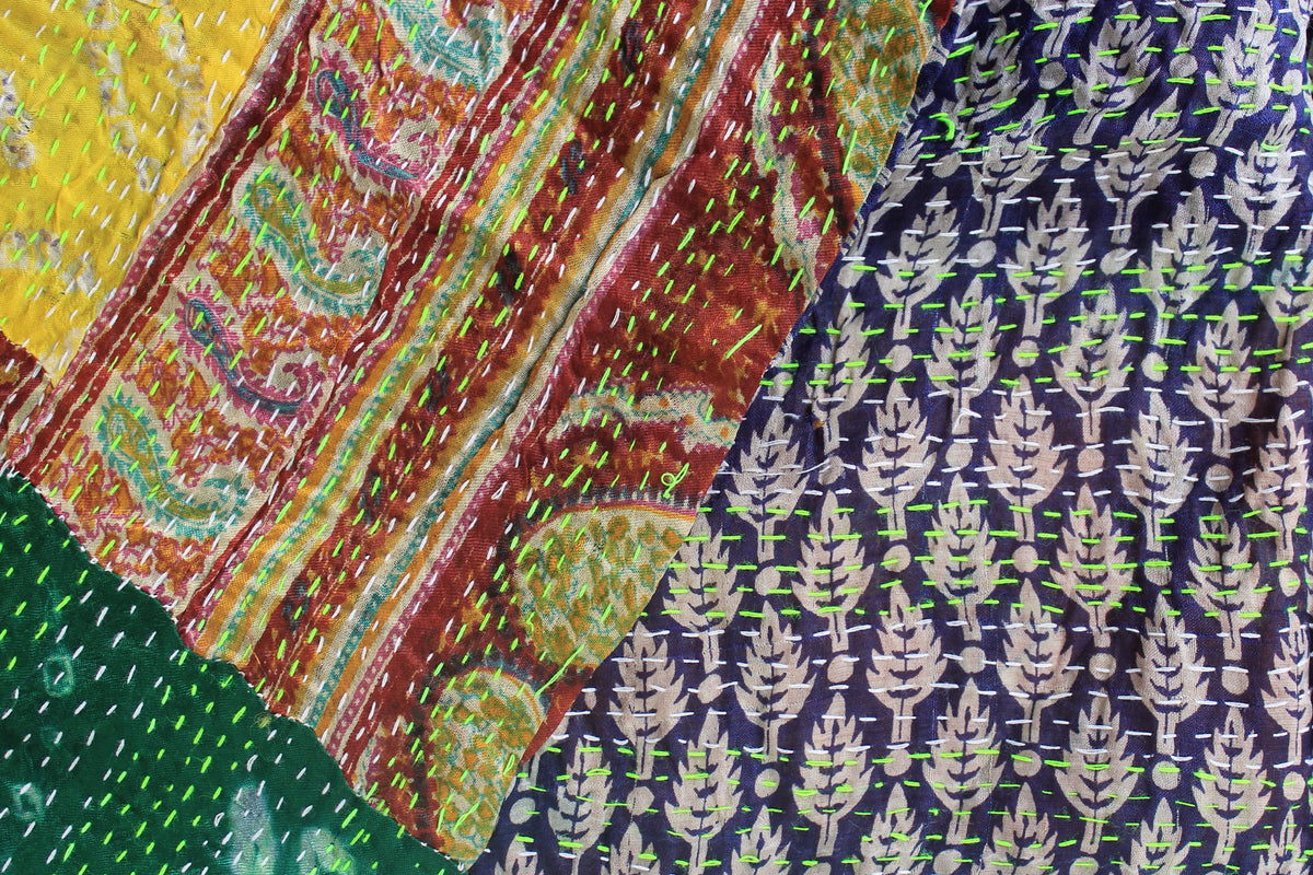 Nomad Quilt— Reversible Kantha Silk Scarf