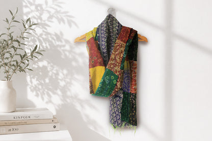Nomad Quilt— Reversible Kantha Silk Scarf
