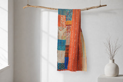 Amber Atlas — Reversible Kantha Silk Scarf