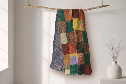 Nomad Quilt— Reversible Kantha Silk Scarf