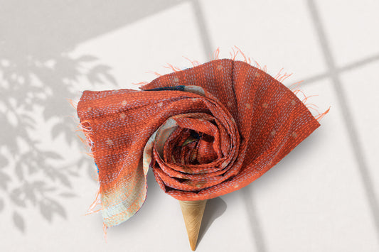 Amber Atlas — Reversible Kantha Silk Scarf