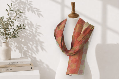 Desert Sun — Reversible Kantha Silk Scarf
