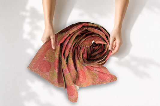 Desert Sun — Reversible Kantha Silk Scarf