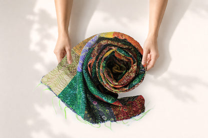 Nomad Quilt— Reversible Kantha Silk Scarf